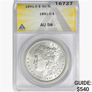 1891-O Morgan Silver Dollar ANACS AU58