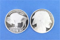 Two - Silver Buffalo Rounds, 1oz Each