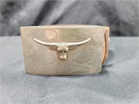 Vintage Leather Steer Belt & Buckle