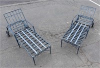 Cast Aluminum Chaise Lounges - Pair