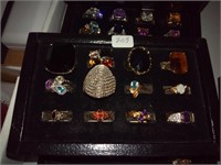 tray lot costume jewelry rings