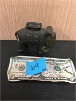 Vintage Cast Iron Elephant Coin Bank