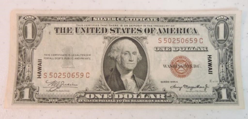 1935A $1 Hawaii silver certificate