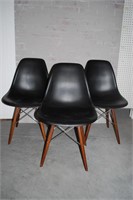 SET OF 3 CONTEMPORARY LEATHER SIDE CHAIRS
