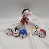 6 Jack-In-The-Box Antenna Balls & 1 Hockey Player