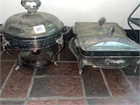 Silverplated chafing dish and serving dishes
