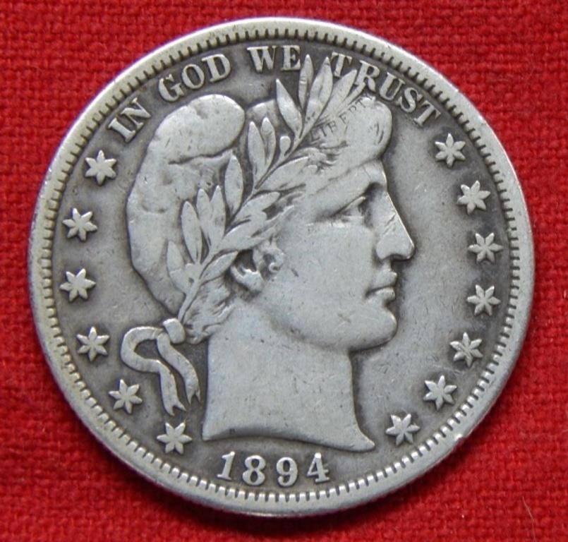 1894 S Barber Silver Half Dollar