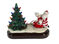 Ceramic Tree On Base w/ Dancing Santa & Mrs