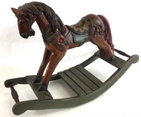 Hand Painted Carved Wood Rocking Horse Decor