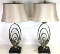 (2)pc Contemporary Concentric Oval Table Lamps