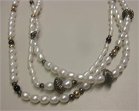 Sterling & GF Necklace w/ Pearls, Amethyst & Onyx