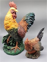 (2) Resin Rooster Statues