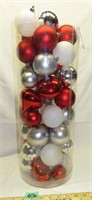 20" Tube of Plastic Christmas Ornaments