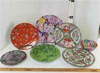 (7) Oriental Plates w/ 1 Bowl