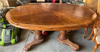 Double Pedestal Wooden Dining Table w/Two 16"