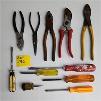 misc screwdrivers, pliers, snips