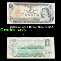 1973 Canada 1 Dollar Note P# 85A Grades vf+