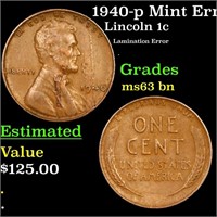 1940-p Lincoln Cent Mint Error 1c Grades Select Un