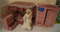 CANOPY BED WITH WARDROBE & BARBIE DOLL