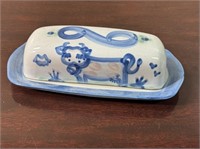MA Hadley Covered butter dish with cow