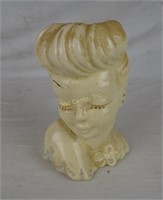Vintage Ceramic Vase Planter Woman Bust Head