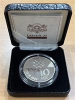 1993 Latvija Republic 10 Latu Silver Proof Coin