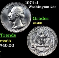 1974-d Washington Quarter 25c Grades GEM+ Unc