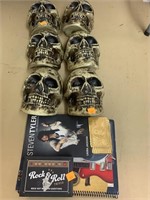 Cards, trivia games, book, learn guitar, skulls