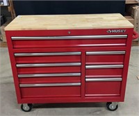 Husky 42-Inch 8-Drawer Wooden-Top Red Mobile
