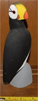 Folk Art Hand Carved & Painted Wooden Puffin 7.75"