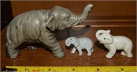 (3) Vintage Ceramic Elephant Figures 4.5"Longest
