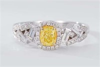 0.6ct Natural Yellow Diamond Ring 18K Gold