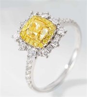 1.12ct Natural Yellow Diamond Ring 18K Gold