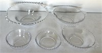 Vintage candlewick glassware 5 bowls