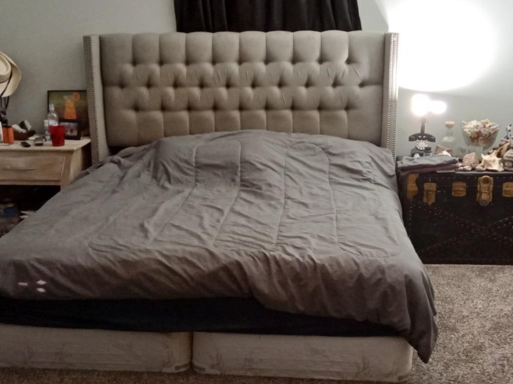 king size upholstered bed (complete)