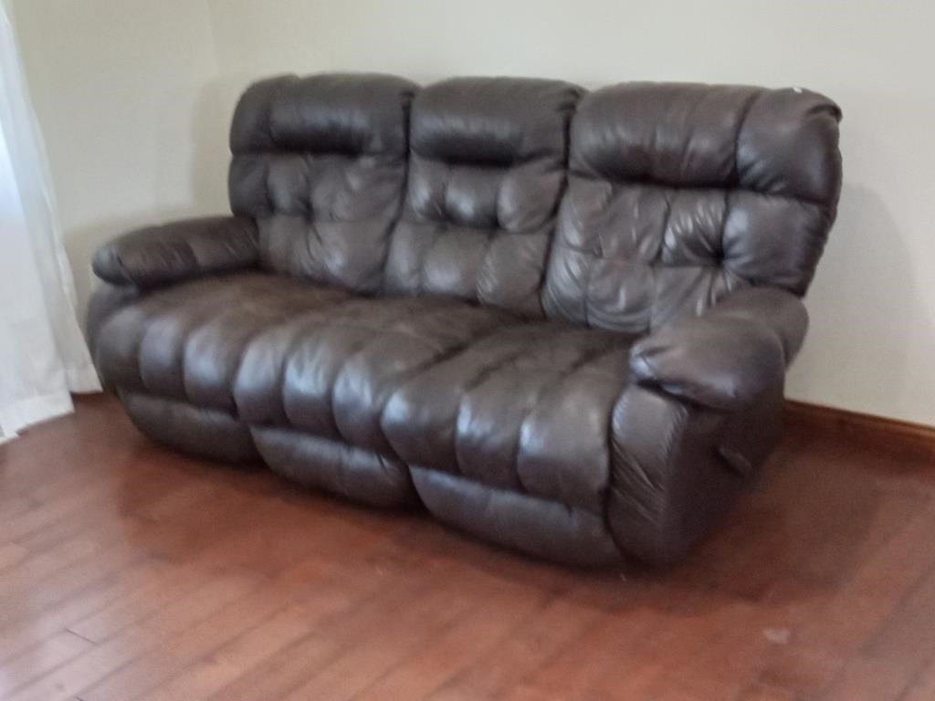 Faux leather sofa with recliners