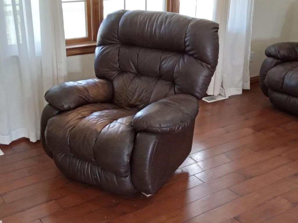Faux leather recliner (has some wear)