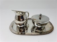 Silver plated Cream and Sugar on Tray