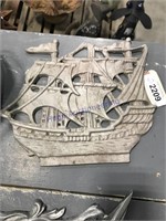 Metal ship plaque, 11" wide