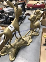 Brass deer on base, 12" tall by 14" long