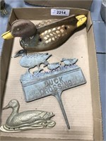 Cast iron duck, Duck Crossing metal stake(7.5 x 7)