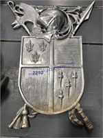 Metal coat of arms, 16" tall