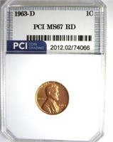 1963-D Cent MS67 RD LISTS $14500