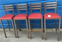 4 red barstools steel frame nice condition