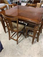 Wood Pub Style Dining Table w/ Carved Accents