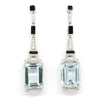 Aquamarine, diamond and 18ct white gold earrings