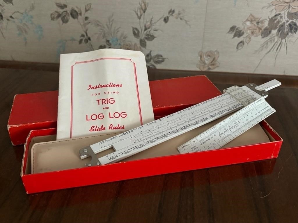 Trig and Log Slide Rules in Box w/ Instructions