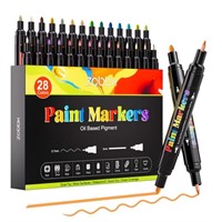 28 Colors Dual Tip Paint Pens Paint Markers, Premi