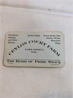 Ceylon  court farm advertising card