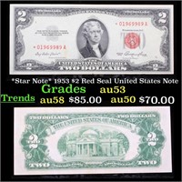 *Star Note* 1953 $2 Red Seal United States Note Gr